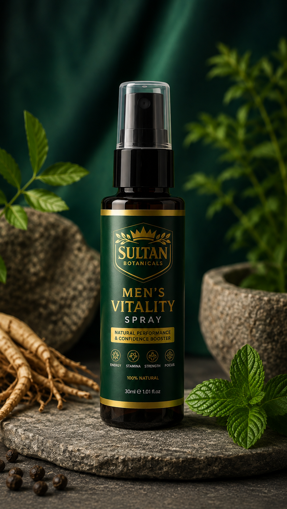 Sultan Botanicals Men's Vitality Spray - Natural Performance & Confidence Booster